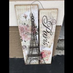 Paris Wooden & Wired 3D Plaque with Hanging Hook